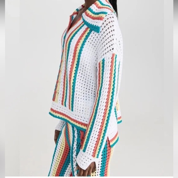 Solid & Striped The Lola Pullover Crochet Long Sleeved Split Cuffs - Picture 3 of 14